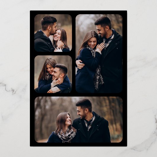 Minimal Geometrische Art Deco Hochzeit Schwarzes G Folieneinladung (Rückseite)