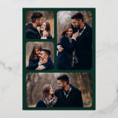 Minimal Geometrische Art Deco Wedding Emerald Gold Folieneinladung (Rückseite)