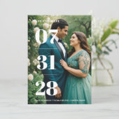 Minimal gepflegte, stilvolle Weihnachtsfotokarte Save The Date (Stehend Vorderseite)