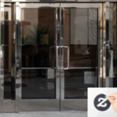 MINIMAL GESCHÄFTSLOGO BUCHUNG DURCH ERNENNUNG FENSTERAUFKLEBER (Büro Tür)