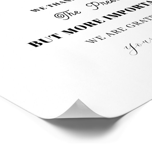 Minimal Geschenktisch für Hochzeitsszenario-Brautp Poster (Ecke)