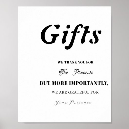 Minimal Geschenktisch für Hochzeitsszenario-Brautp Poster (Vorne)