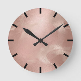 Minimal geschmolzene Rose Goldene Marmorbäume Runde Wanduhr