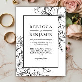 Minimal gezeichnete Wildblumen Einladung