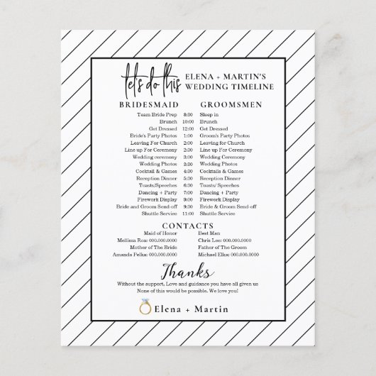 Minimal gezeichneter Skripttext Hochzeitstag Zeitl (Vorderseite)