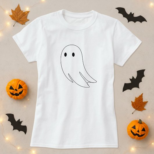 Minimal Ghost-Kontur Halloween T-Shirt