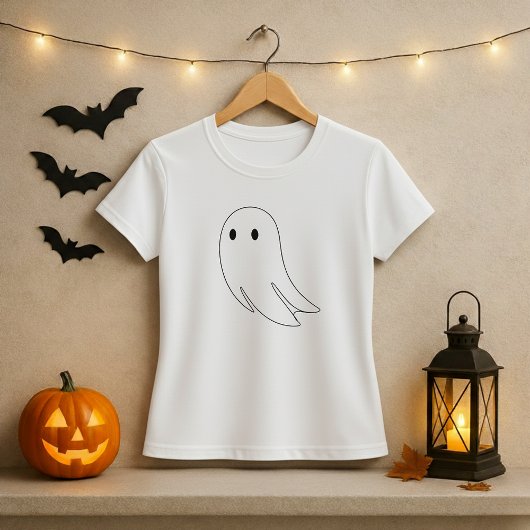Minimal Ghost-Kontur Halloween T-Shirt