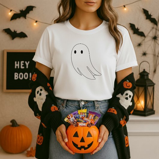 Minimal Ghost-Kontur Halloween T-Shirt