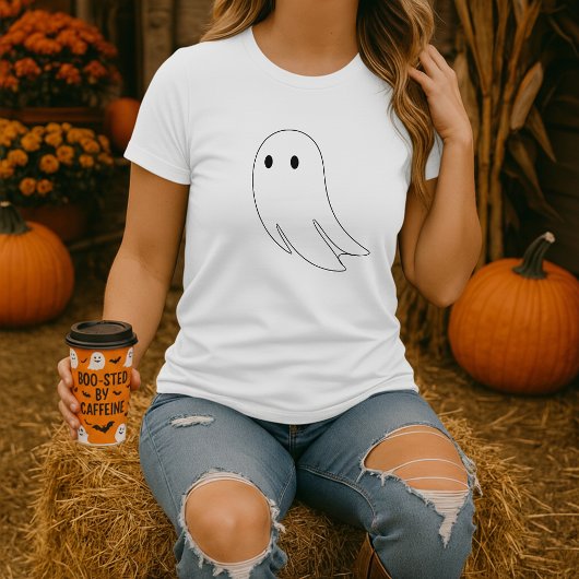 Minimal Ghost-Kontur Halloween T-Shirt