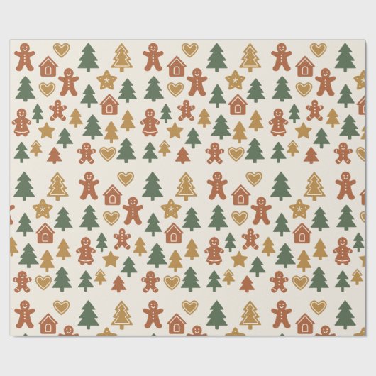 Minimal Gingerbread Pattern Geschenkpapier (Flach)
