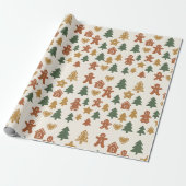 Minimal Gingerbread Pattern Geschenkpapier (Ungerollt)