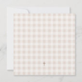 Minimal Gingham Baptism Christening Square Einladu Einladung (Rückseite)
