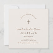 Minimal Gingham Baptism Christening Square Einladu Einladung (Vorderseite)