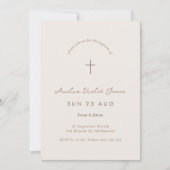Minimal Gingham Taufe Christening Cross Einladung (Vorderseite)