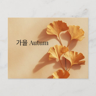 Minimal Ginkgo Autumn Postcard Korean English Postkarte