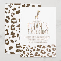 Minimal Giraffe Thema Geburtstag Einladung