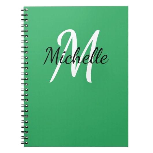 Minimal Girly Green Monogram Name & Initial Notizblock (Vorderseite)