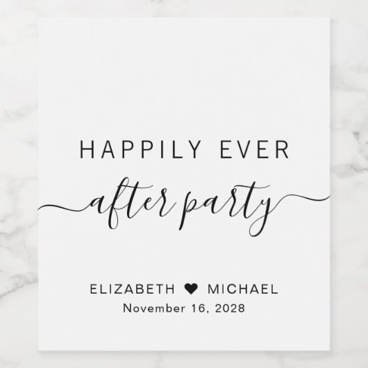 Minimal glücklich immer nach dem Party Hochzeit Em Weinetikett (Einzelnes Label)