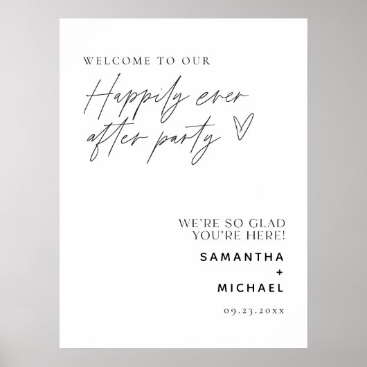 Minimal glücklich je nach Party Elopement Willkomm Poster (Vorne)