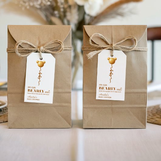 Minimal Gold Bär Ballon Kaum Warten Tag Geschenkanhänger