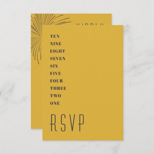 Minimal Gold Blue New Year's RSVP Card Einladung (Vorne/Hinten)
