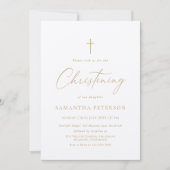 Minimal Gold Calligraphy Christening Einladung (Vorderseite)