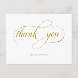 Minimal Gold Calligraphy Script Wedding Vielen Dan Postkarte