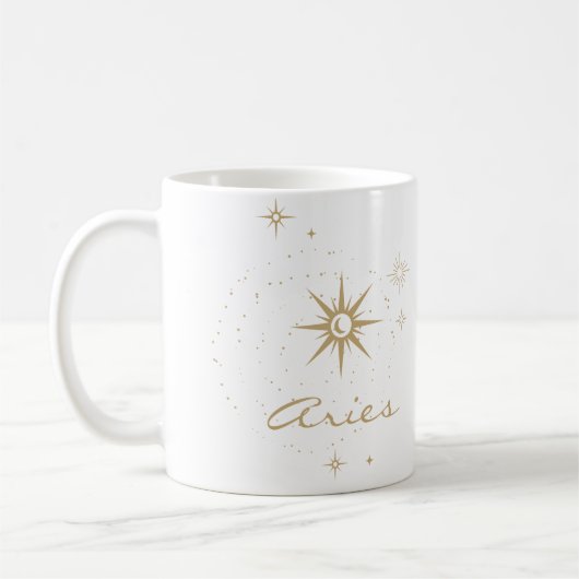 Minimal Gold Celestial Aries Zodiac Sign Kaffeetasse (Links)