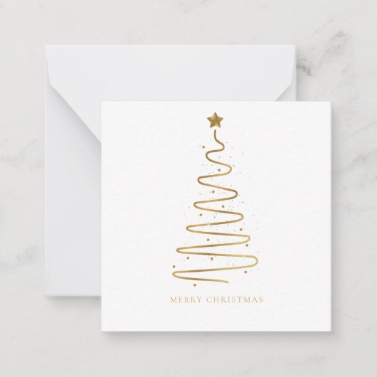 Minimal Gold Christmas Tree Corporate Holiday Mitteilungskarte (Vorderseite)