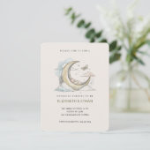 Minimal Gold Crescent Moon Swaddled Baby Shower Einladung (Stehend Vorderseite)