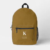 Minimal Gold Elegant Anspruchsvolles Luxe Monogram Bedruckter Rucksack (Vorderseite)