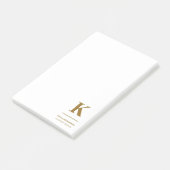 Minimal Gold Elegant Anspruchsvolles Luxe Monogram Post-it Klebezettel (angewinkelt)