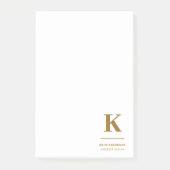 Minimal Gold Elegant Anspruchsvolles Luxe Monogram Post-it Klebezettel (Vorderseite)