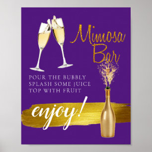 Minimal Gold Elegante Bridal Brunch Mimosa Bar Sig Poster