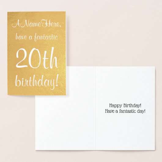 Minimal Gold Foil 20. Geburtstag Grußkarte Folienkarte (Anzeige)