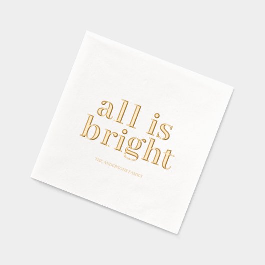 Minimal Gold Foil “All Is Bright” Servietten Mit Folie (Links)