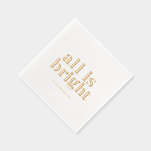 Minimal Gold Foil “All Is Bright” Servietten Mit Folie (Rechts)
