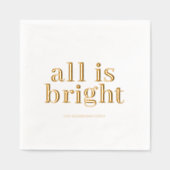 Minimal Gold Foil “All Is Bright” Servietten Mit Folie (Vorderseite)