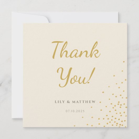Minimal Gold Foil Dot Wedding Danke Karte (Vorderseite)