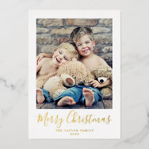 Minimal Gold Foil Frohe Weihnachts Portrait Foto