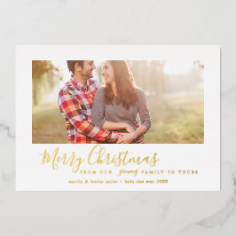 Minimal Gold Foil Frohe Weihnachtsbauernfamilie Folien Feiertagskarte