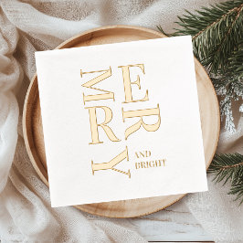 Minimal Gold Foil “Merry and Bright” Christmas  Servietten Mit Folie