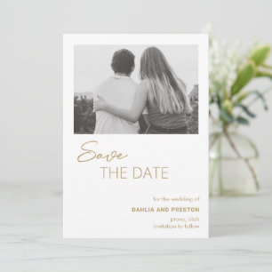 Minimal Gold Foto Moderne Hochzeit Save The Date