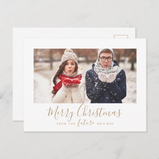Minimal Gold Frohe Weihnachten Save the Date Foto (Vorne/Hinten)