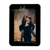 Minimal Gold Frohe Weihnachtskarte Schwarz Magnet (Vertikal)