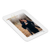 Minimal Gold Frohe Weihnachtskarte Weiß Magnet (Rechte Seite)