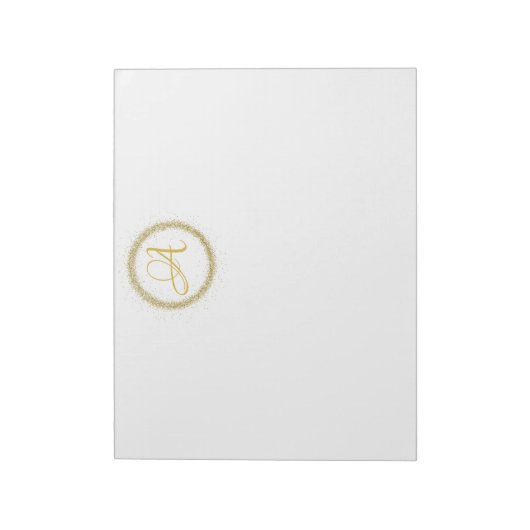 *~* Minimal Gold Glitzer Monogram Initial Girly Notizblock (Rotiert)