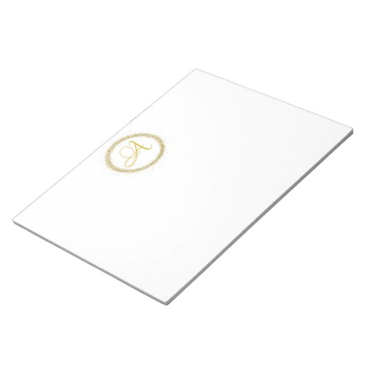 *~* Minimal Gold Glitzer Monogram Initial Girly Notizblock (angewinkelt)