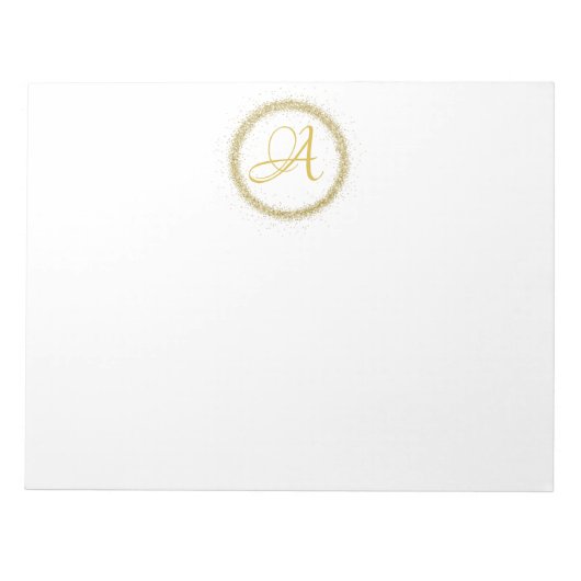 *~* Minimal Gold Glitzer Monogram Initial Girly Notizblock (Vorderseite)