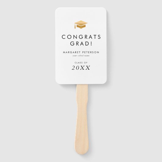 Minimal Gold Grad Cap Glückwunschs Foto Abschluss Fächer (Vorderseite)